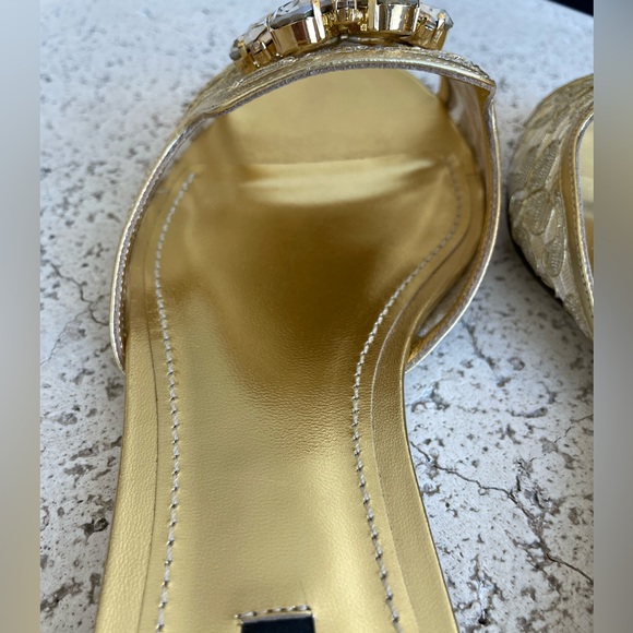 DOLCE & GABBANA 🍋 Leather Sandals with Gold Lace. Size EU 41. - Picture 6 of 13